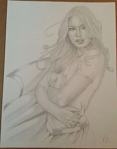 Jessica Biel as Mary Marvel Original Art by Michael Armstrong  - Picture 1 of 9
