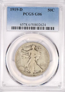 1919 D Walking Liberty Half Dollar PCGS G06 Problem Free Good Coin 50C - Picture 1 of 2