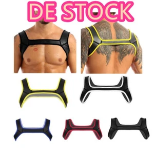 DE Herren Brust Geschirr Neoprene Harness Schulterbandage Schultergurt Clubwear - Picture 1 of 56
