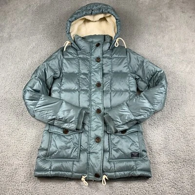 Abercrombie & Fitch куртка женщин маленький бирюзовый утка вниз пуховик с капюшоном пальто - Изображение 1 из 4