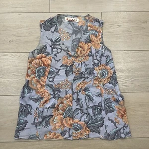 Marni Orange Flower Print Sleeveless Top Early Size 42 #I - Picture 1 of 4