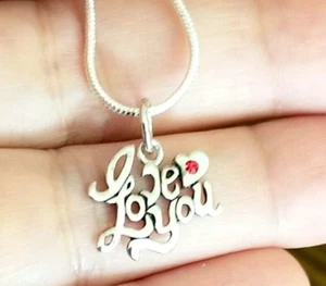 Sterling Silver Necklace I Love You Pendant Necklace Mom Gift Wife Gift for Her - Picture 1 of 7
