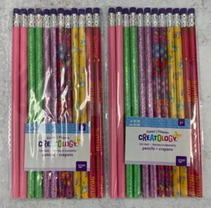 24 spring / Easter Pencils Classroom Reward Party Favor teacher supply glitter - Picture 1 of 1