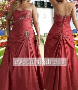 Custom New Beading Pleated Strapless Wedding Bridal Dress Formal Gown Plus Size - Picture 1 of 5