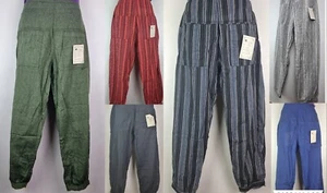Elastische Baumwollhose Lounge leichte Yogahose lose breite Festival Freizeit HT22 - Bild 1 von 24