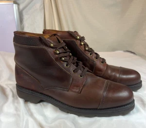 Size 8D Allen Edmonds Men’s Brown Leather Lace Up Cap Toe Vibram Boots Preppy - Picture 1 of 24