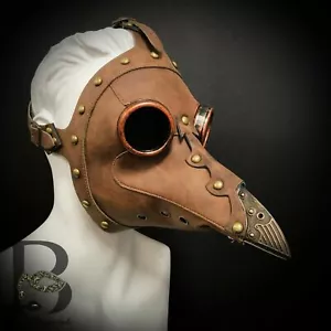 Brown Plague Doctor Long Nose Bird Mask Halloween Cosplay Masquerade Costume - Picture 1 of 2