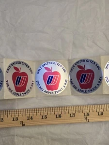 Vtg. United Airlines Sticker "Only United Gives You The Big Apple Twice A Day" - Picture 1 of 2
