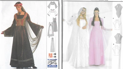 Burda 2509 2484 Pattern Misses Renaissance Medieval Lady Bridal Gown/Dress 10-24 - Image 1 of 2