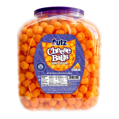 Utz Cheese Balls Barrel, вкусная закуска, запеченная с настоящим сыром чеддер, 36,5 унц - Изображение 1 из 4