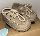 Sperry Top Sider Infant Size 1M Crib Boat Shoe Bluefish Lace-Up Shoe Tan New