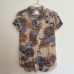 Denim & Flower Ricky Singh Boys 13/14 Floral Button Up Short Sleeve Shirt Collar - Picture 1 of 6