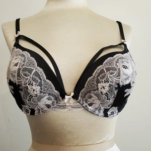 Victoria's Secret Dream Angels BH 36B schwarz silber Spitze Bügel gefüttert Push Up - Bild 1 von 12
