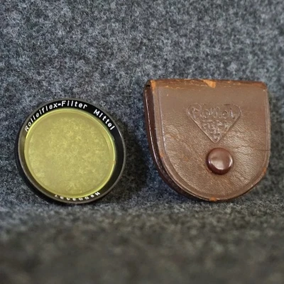 Lente de cámara Rollei Rolleiflex filtro amarillo con estuche de cuero Mittel Alemania Foto 1 de 4