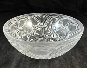 Lalique France Pinson 9 pulgadas de diámetro cuenco redondo arte esmerilado vidrio aves enredaderas - Imagen 1 de 9