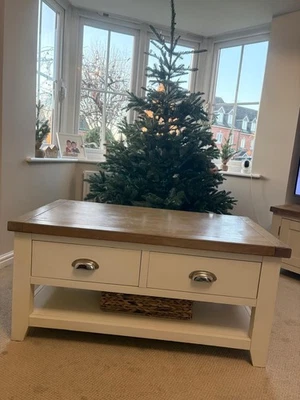 Sussex Cotswold Cream Coffee Table with Drawers and Shelf In Good Condition Used - Image 1 of 3
