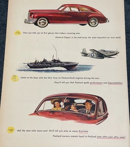 1946 Packard Print Ad Clipper Performance Dependability Automobile Ephemera - Bild 1 von 1