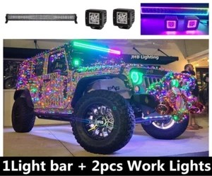 50"288W Dream CHASING Flowing Halos LED Light Bar + 2PCS 12W Chaser Work Lights - Picture 1 of 6