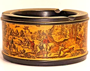Medieval Scene Ashtray Hand Made in Italy KBNY 1569/47 - Black and Gold - Picture 1 of 5