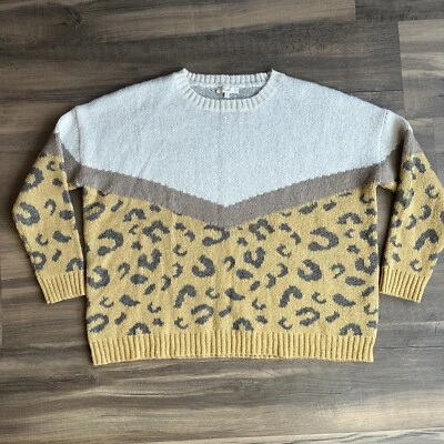 Suéter pulôver feminino cavalete tamanho grande estampa animal bege pequeno - Imagem 1 de 4