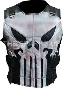 Herren War Skull Staffel 2 Jon Motorrad Biker taktisch Echtleder Kostüm Weste - Bild 1 von 3