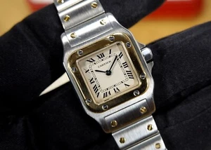 CARTIER Santos Galbée 24 x 35 mm Ref. 1057930 Damenuhr Quarz Stahl-Gold FULL SET - Bild 1 von 11