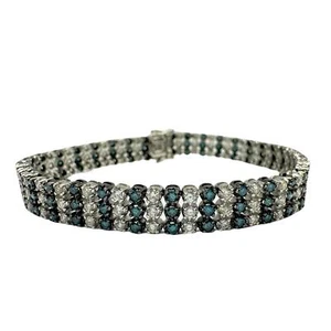 18k White Gold Blue and White Diamond Bracelet - Picture 1 of 9