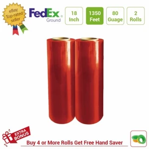Película elástica roja HD de 18" envoltura de plástico 1350 pies premium resistente calibre 80 - Imagen 1 de 16