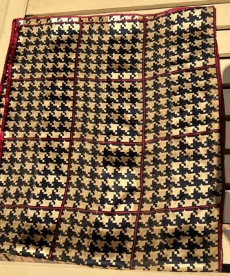 VTG Scarf 100% Silk Cejon 13.5”X 64” Herringbone Black Gold Red Korea - Image 1 of 4