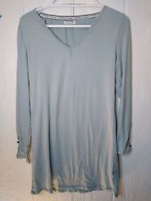 Bearpaw Women's Size M V-Neck Button Cuff Nightgown Nightshirt Sage Green Soft!