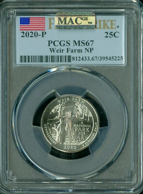 2020 P WEIR FARMS PARK QUARTER PCGS MS67 F.S. PQ MAC SPOTLESS . - Image 1 of 2