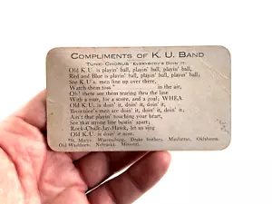 RARA 1912 KU Jayhawk FIGHT SONG Card calcio pre-dumpy Howard Brownlee - Foto 1 di 5