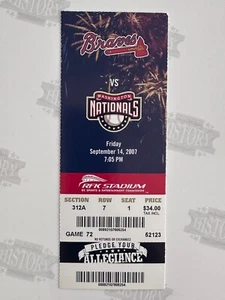 2007 Atlanta Braves at Washington Nationals Ticket 9/14/07 Zimmerman Home Run - Picture 1 of 1