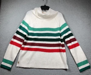 Lou & Gray Sweater Women's Medium White Stripe Cowl Neck Cozy Relaxed Comfort - Picture 1 of 11