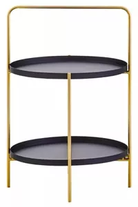 TROSA TWO TIER BLACK AND GOLD SIDE TABLE SLEEK SOPHISTICATION DESIGN - Picture 1 of 2