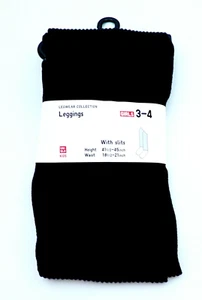 Uniqlo Girls Leggings Knit Pants Comfort Pants Ribbed Slit Stretch Black 3-4 5-6 - Picture 1 of 6