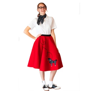 Hip Hop 50s Shop Womens 4 pc Poodle Skirt Outfit Halloween or Dance Costume Set - Picture 1 of 37