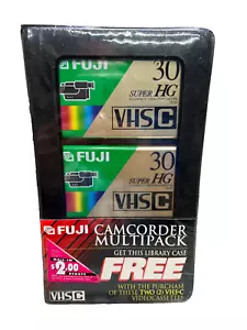 Fuji Super HG TC-30 VHS-C 2 Pack Library Case New Sealed Blank Tape - Picture 1 of 3