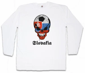 WHITE CLASSIC SLOWAKIA FOOTBALL SKULL FLAG LANGARM T-SHIRT Fan Hooligan - Picture 1 of 1