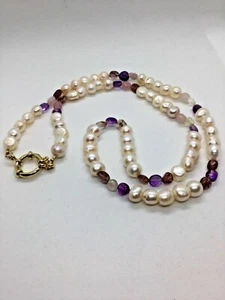 Collana Di perle barocche con inserti di quarzo e ametista - Foto 1 di 8