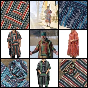 Poncho Hooded Robe Cold Dip Gheri Cotton Warm Woven Unisex Long Nepal - Bild 1 von 110
