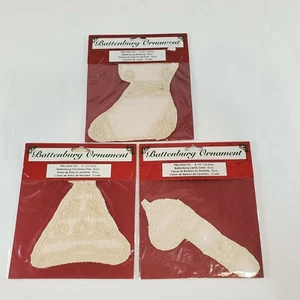 Lotto 3 Battenburg Pizzo Ecrù Decorazioni Natalizie Albero Calza Candy Canne Nuove - Foto 1 di 9