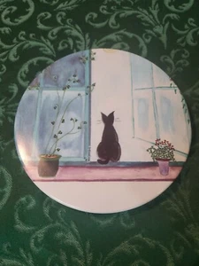 Mebel Italy Melamine Kitty Black Cat Footed Tray Plate Trivet - Picture 1 of 5