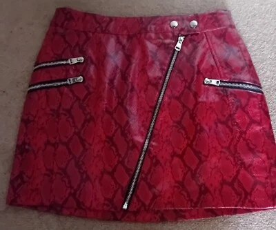 Bershka Red Pvc Snake Skirt Size 10 (M) - Image 1 of 4