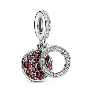 AUTÉNTICO Pandora Pave Rojo Cuelga Disco Dije 799186C03 - Imagen 1 de 1