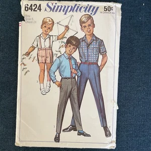 1960’s Simplicity 6424 NEW Boys Fly Front Pant & Dress Shirt Size 6 - Picture 1 of 6
