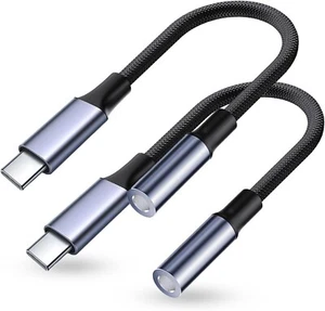 USB Type C To 3.5mm Headphone Jack Adapter Audio Adapter Aux Dongle Cable 2 Pack - Picture 1 of 7