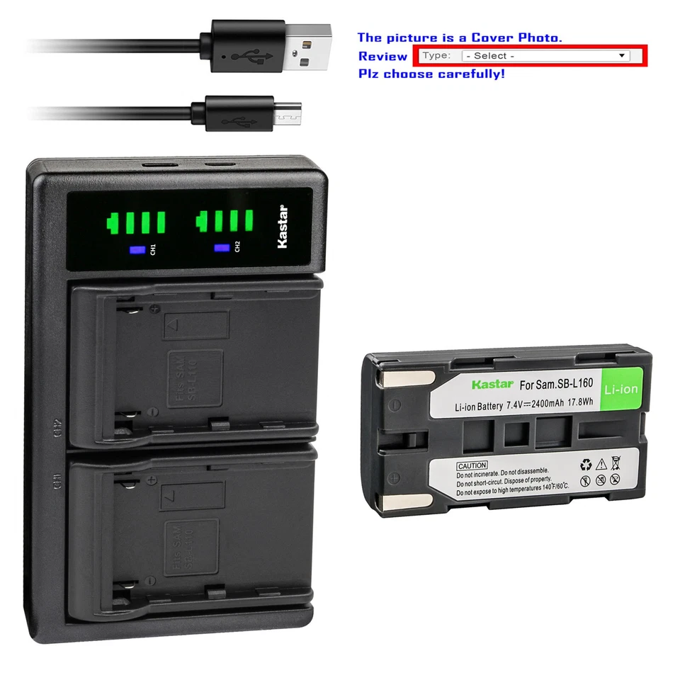 Carregador USB Kastar SB-L160 bateria LTD2 para Samsung SB-L480 L480, SB-L110A L110A - Imagem 1 de 4