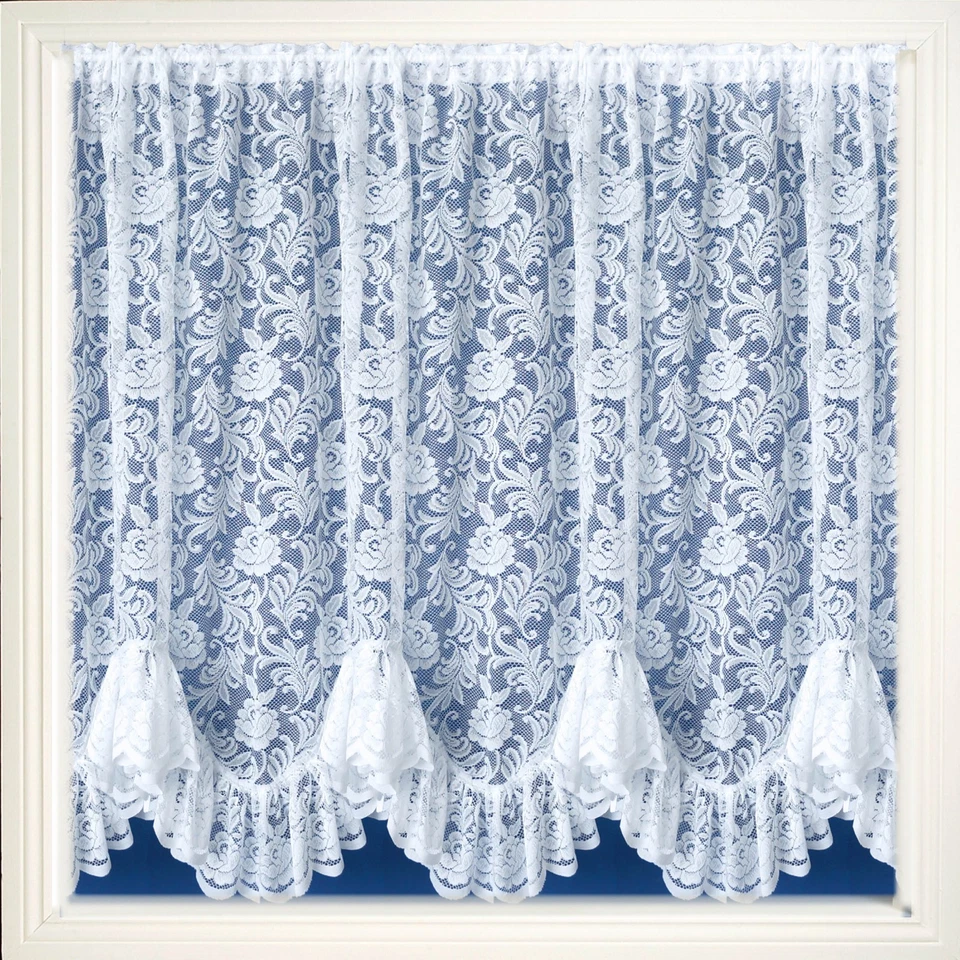 Austrian Flounce Kew Victorian Floral Scalloped Lace Net Curtain Sold Per Metre - Image 1 of 1