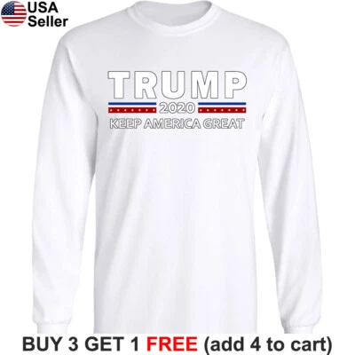 Camiseta Larga Donald Trump 2020 Keep America Great MAGA para Presidente Make Again Foto 1 de 4